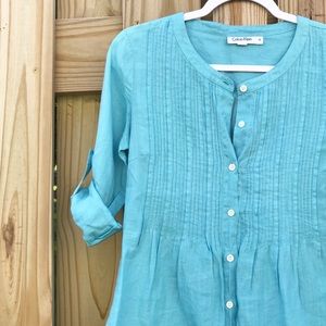 Calvin Klein lightweight roll sleeve top